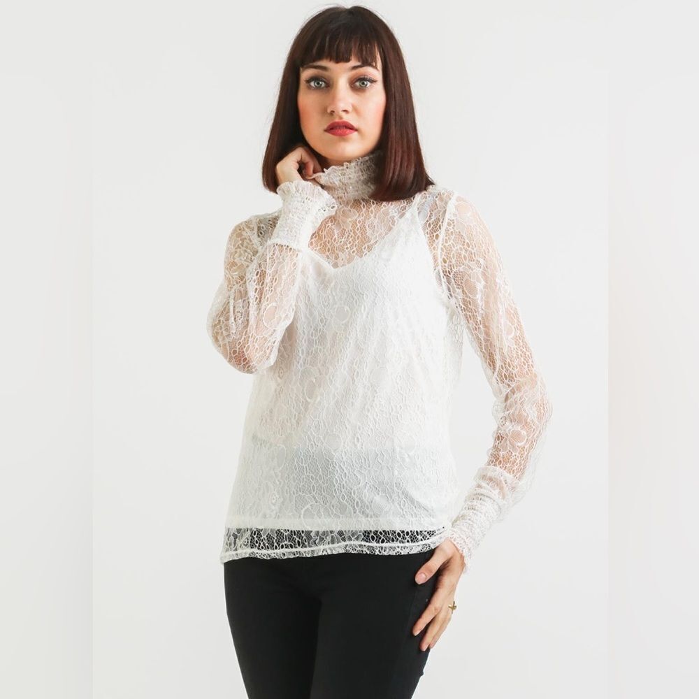 Vero Moda Lace High Neck Top - Picture 9 of 10